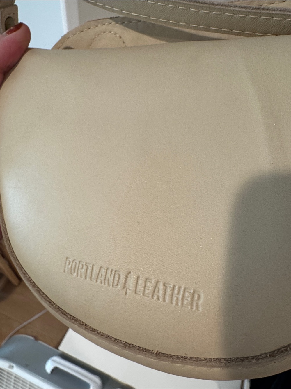 Portland Leather Cream Half-Moon Crossbody Bag - Picture 3 of 3